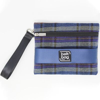 Pochette F Tartan bleu-orange-violet-moutarde