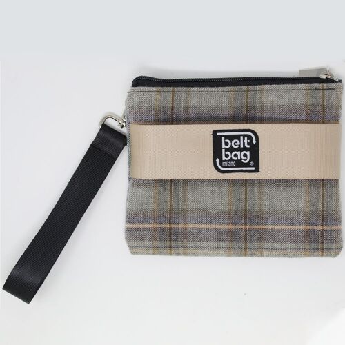 Pochette POUCH UP Tartan beige-marrone chiaro-verde chiaro