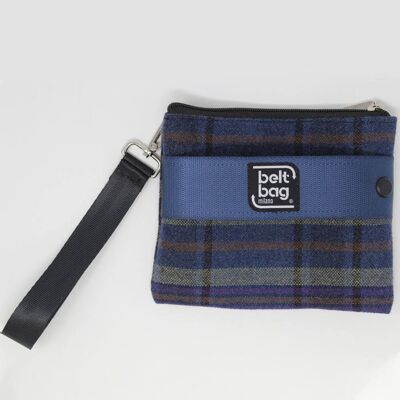 POUCH UP pochette Tartan blue-orange-purple-mustard