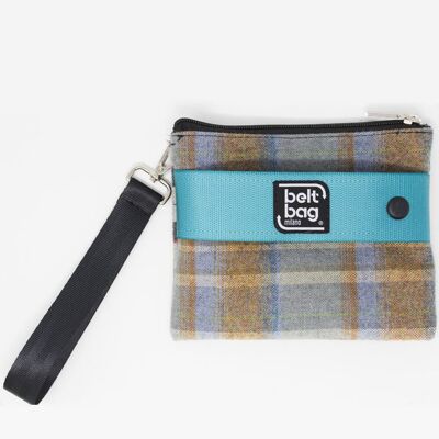 POUCH UP Pochette Hellblau-hellbraunes Tartan