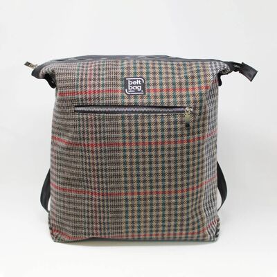 URBN Tweed brown-green-red backpack