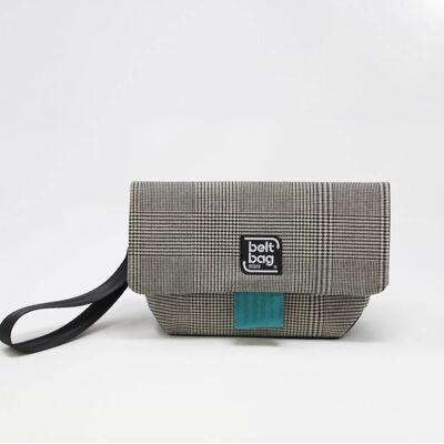 Sac bandoulière FLAP MN Tweed tartan blanc-noir