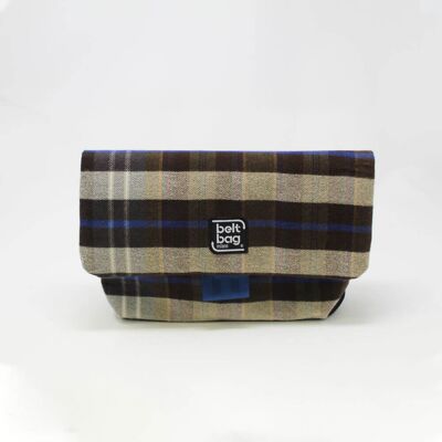 Borsa tracolla FLAP MD Tartan beige-marrone-azzurro