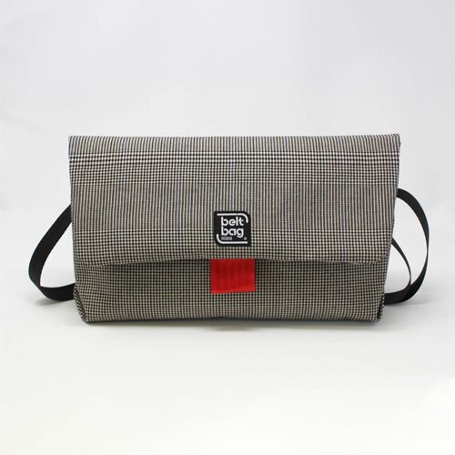 Borsa tracolla FLAP BG Tweed scozzese bianco-nero