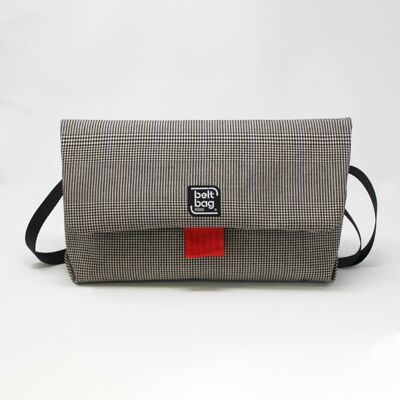 FLAP BG Tweed tartan white-black shoulder bag