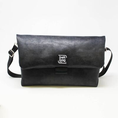 FLAP BG shoulder bag Leatherette vintage effect black color