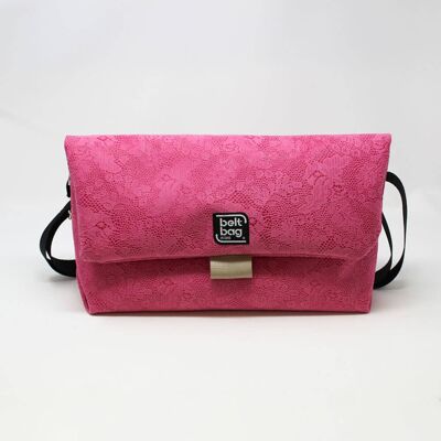 Borsa tracolla FLAP BG Similpelle stampata fantasia floreale rosa confetto