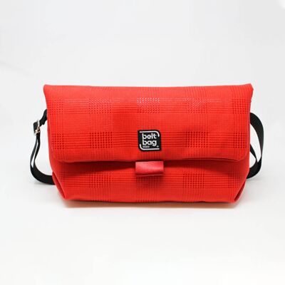 FLAP BG shoulder bag Red Tweed printed imitation leather