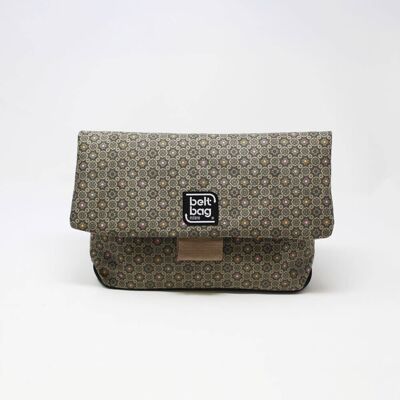 Shoulder bag FLAP MD imitation suede with military green pattern