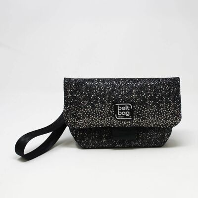 Shoulder bag FLAP MN Imitation leather with white-black drops pattern