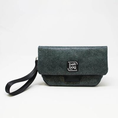 Shoulder bag FLAP MN Imitation leather with aquamarine-black drops pattern
