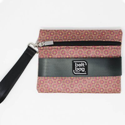 Pochette POUCH F Simili cuir suédé rose à motif pois