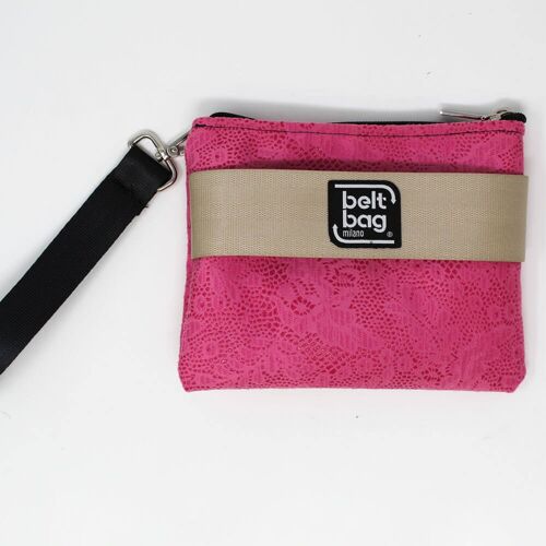 Pochette POUCH UP Similpelle fantasia floreale rosa confetto