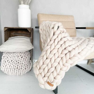 Blanket SMALL 60 x 80 cm - XXL merino wool Natural ivory