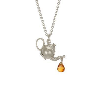 Teapot Necklace with Citrine Drop