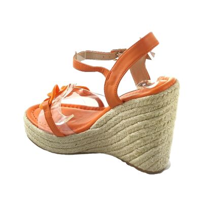 Sandalo con zeppa sparto da donna colore arancio - Confezione 6 taglie