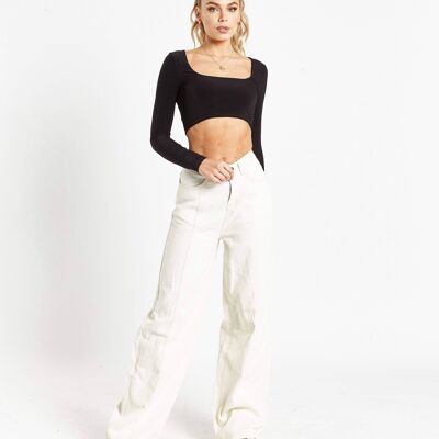 Cairo wide leg jeans in ecru denim