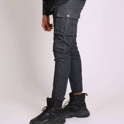 Faro - Denim pinstripe cargo pants