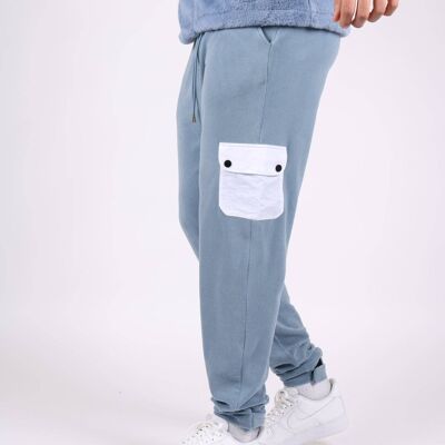 Liquor n Poker - Baby blue utility cargo joggers in polar fleece