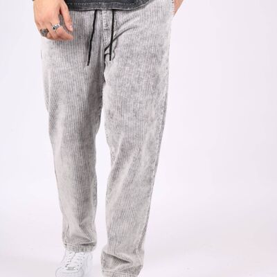 Liquor n Poker - College varsity straight leg cord trousers in washed grey