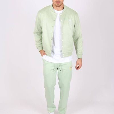 Liquor N Poker - Golf Club oversized suede bomber jacket in sage green