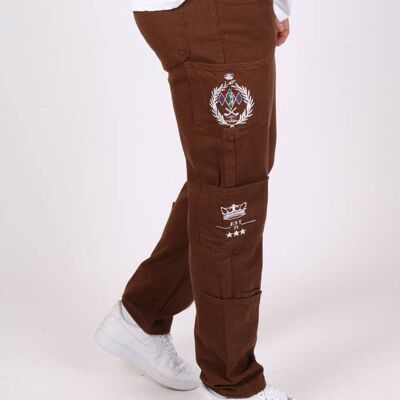Liquor N Poker - Straight leg Golf club embroidery jeans in chocolate brown