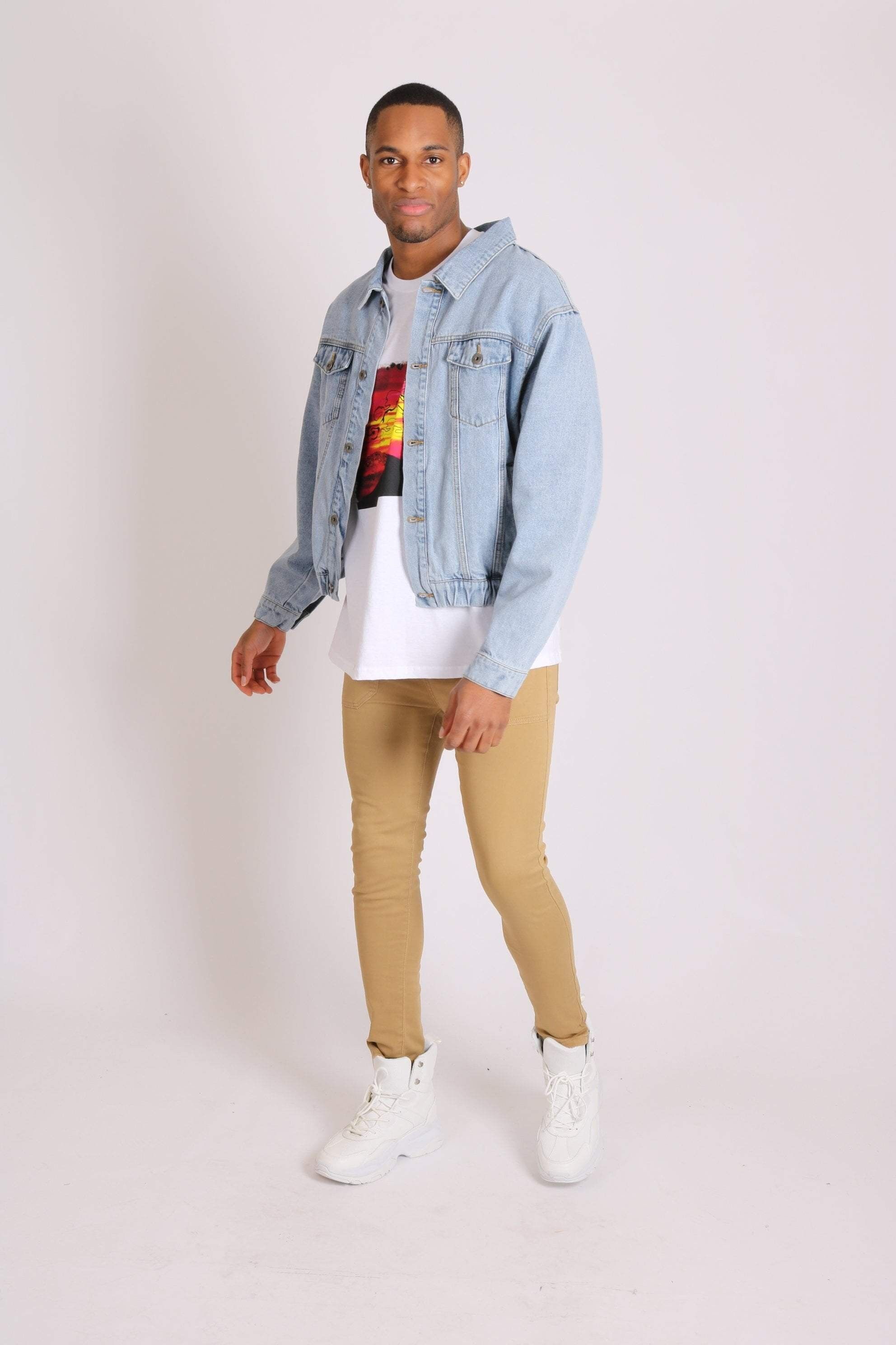 Liquor and poker hot sale tan denim jacket