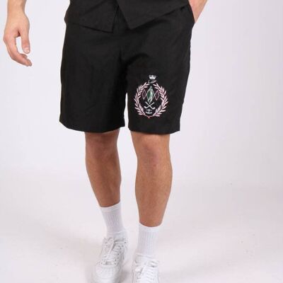 Liquor N Poker co-ord shorts in black with golf club embroidery