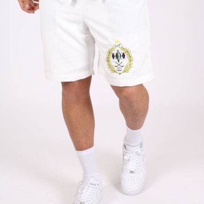 Liquor N Poker co-ord shorts in off white with golf club embroidery