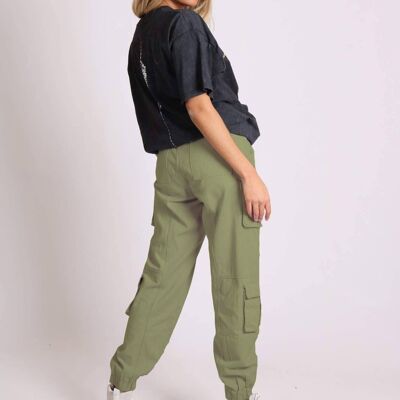Liquor n Poker Relaxed fit cargo trousers in washed khaki twill denim