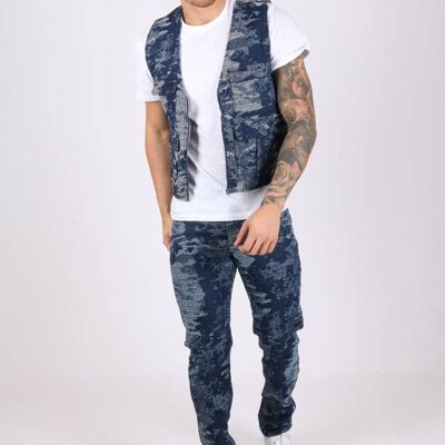 Liquor N Poker straight leg jeans co-ord in textured camo denim