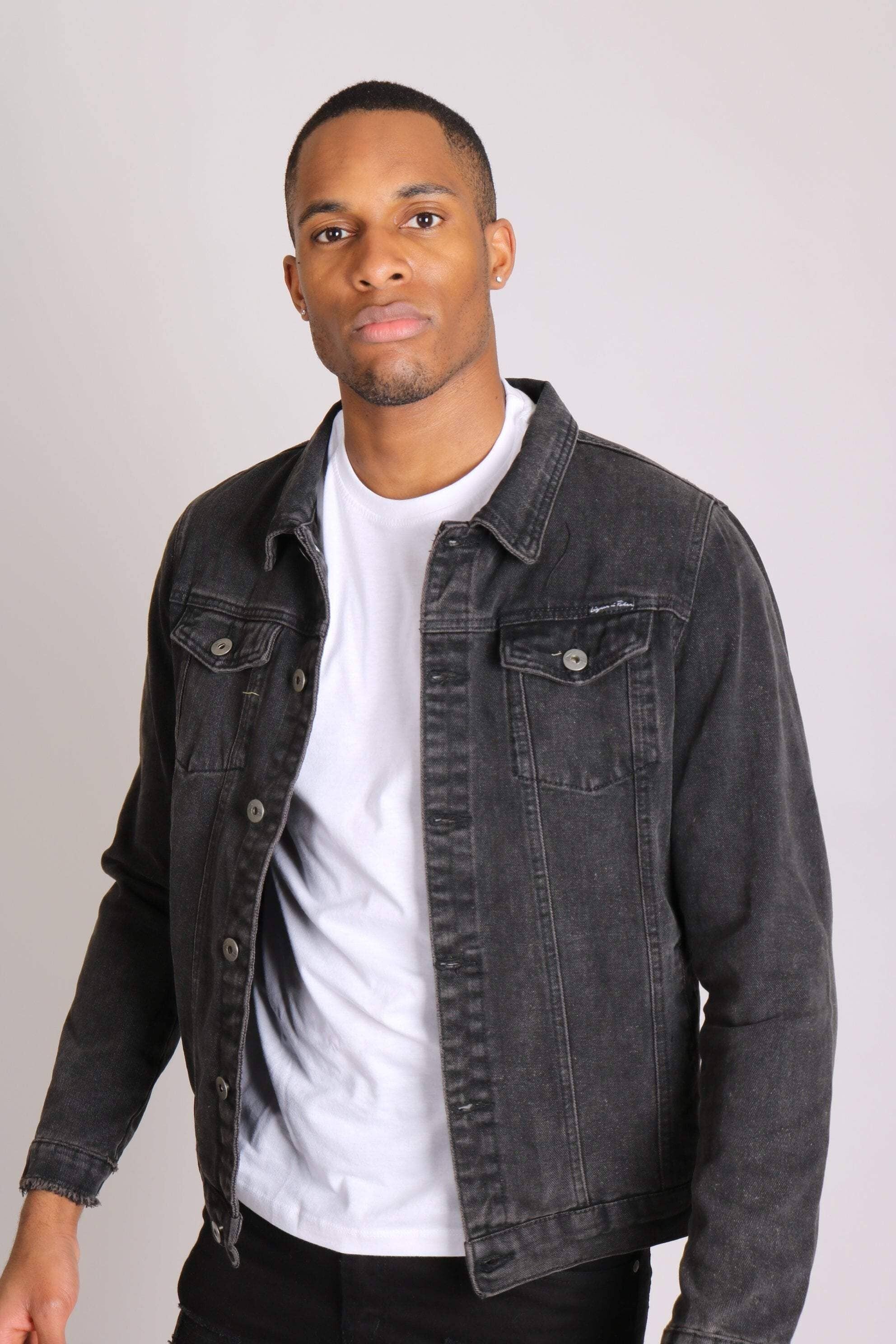 Black denim outlet jacket fitted