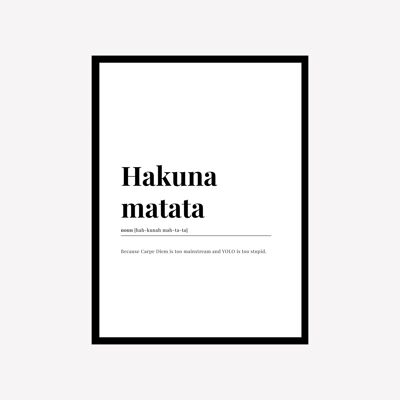 Stampa artistica del dizionario Hakuna Matata