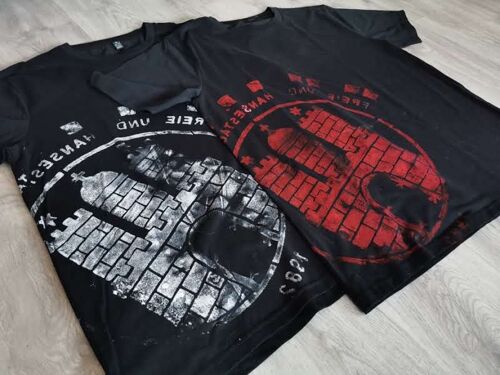 Herren T-Shirt Schwarz/weiß und Schwarz/rot
