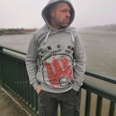 Unisex Hoodie grey/red/black - Hoodie