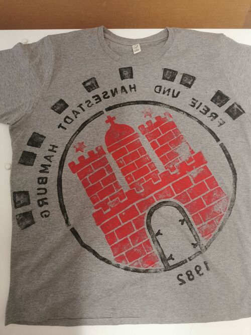 Herren T-Shirt Grau Schwarz/Rot