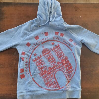 Unisex Hoodie hellblau/rot - Hoodie