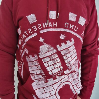 Unisex Hoodie burgundy/weiß - Hoodie