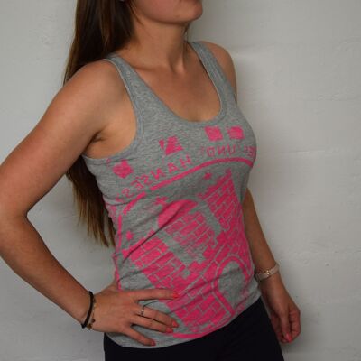 Damen Top grau/neonpink