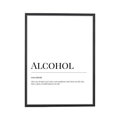 Stampa artistica del dizionario dell'alcool