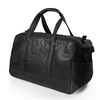 K0024AB | Travel Bag in Canvas/Genuine Leather, full grain, flywheel - Color Black. Accessories Antiqued Nickel, Zip closure. Dimensions: 48 x 31 x 22 cm - Packaging: Tnt bag