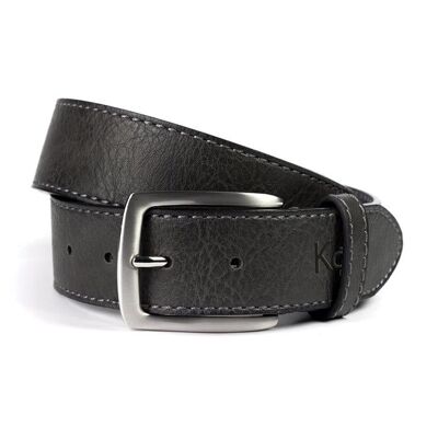K4008KB | Men's Belt in Leather Lining with Pu Finish. Anthracite colour. Dimensions: 125 x 3.8 x 0.5 cm (waistline 110 cm). Packaging: rigid bottom/lid Gift Box