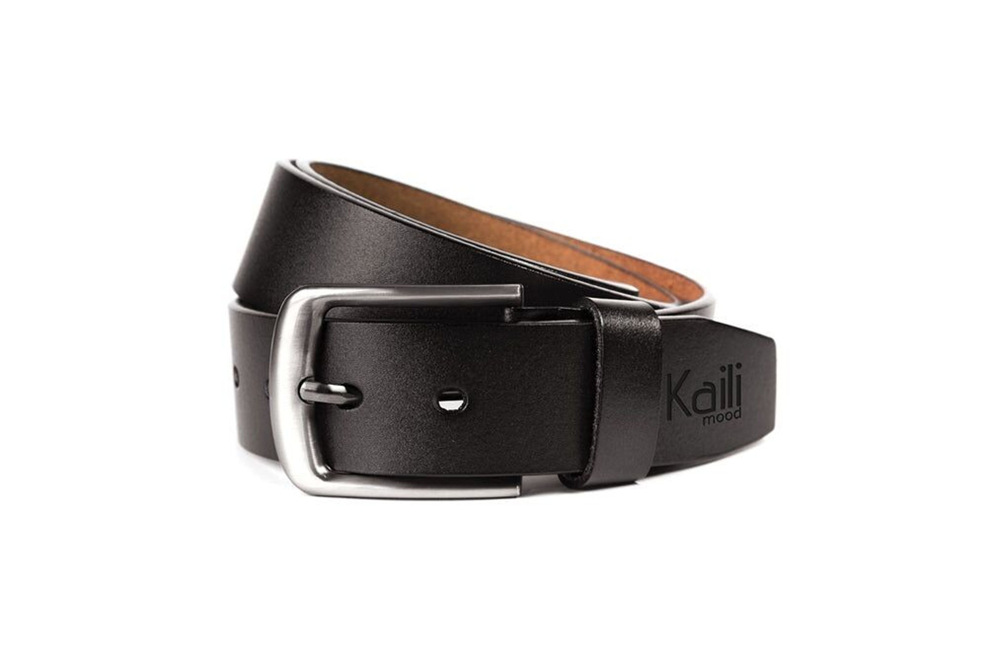 Buy wholesale K4003AB | Men\'s Belt in Genuine Leather, Smooth. Black  colour. Gunmetal color buckle. Dimensions: 120 x 3.7 x 0.5 cm (waistline  105 cm). Packaging: rigid bottom/lid Gift Box
