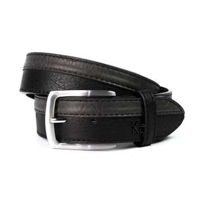 K4007AKB | Cinturón de Hombre Bicolor Forro en Piel con Acabado Pu. Color Negro/Antracita. Dimensiones: 125 x 3,8 x 0,5 cm (cintura 110 cm). Embalaje: Fondo rígido/tapa Caja de regalo