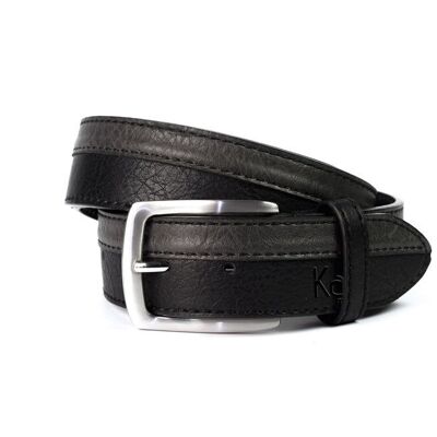 K4007AKB | Bicolor Men's Belt in Leather Lining with Pu Finish. Color Black/Anthracite. Dimensions: 125 x 3.8 x 0.5 cm (waistline 110 cm). Packaging: rigid bottom/lid Gift Box