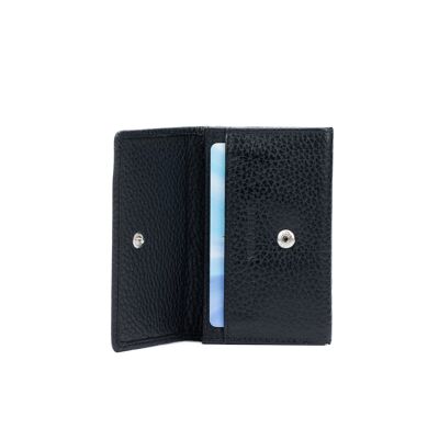 K0004AB | Wallet for Business/Credit Cards in genuine full-grain leather, grained dollar - Black color - Dimensions: 10 x 6 x 2 cm - Packaging: rigid bottom/lid Gift Box