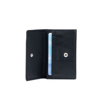 K0004AB | Portefeuille pour Cartes de Visite/Crédit en véritable cuir pleine fleur grainé dollar - Couleur Noir - Dimensions : 10 x 6 x 2 cm - Conditionnement : fond/couvercle rigide Coffret Cadeau 1