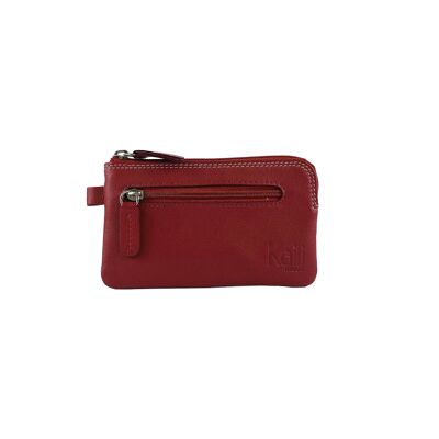 K10218VB | Keychain/Coin Purse in Genuine Leather Col.Red. Zipper Accessories Polished Nickel. Dimensions: 12 x 7 x 0.5 cm. Packaging: rigid bottom/lid Gift Box