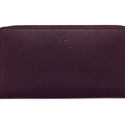 K10838XB | Portefeuille pour femme en cuir véritable Saffiano. Couleur bordeaux. 6 emplacements pour cartes de crédit. Dimensions fermé : 18,5 x 10 x 2,5 cm. Conditionnement : Boîte cadeau fond/couvercle rigide