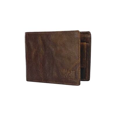K10603BB | Men's Wallet in Genuine Full Grain Leather, Volanata. Dark Brown colour. Pocket for coins. Dimensions when closed: 12.5 x 9.3 x 1 cm. Packaging: rigid bottom/lid Gift Box